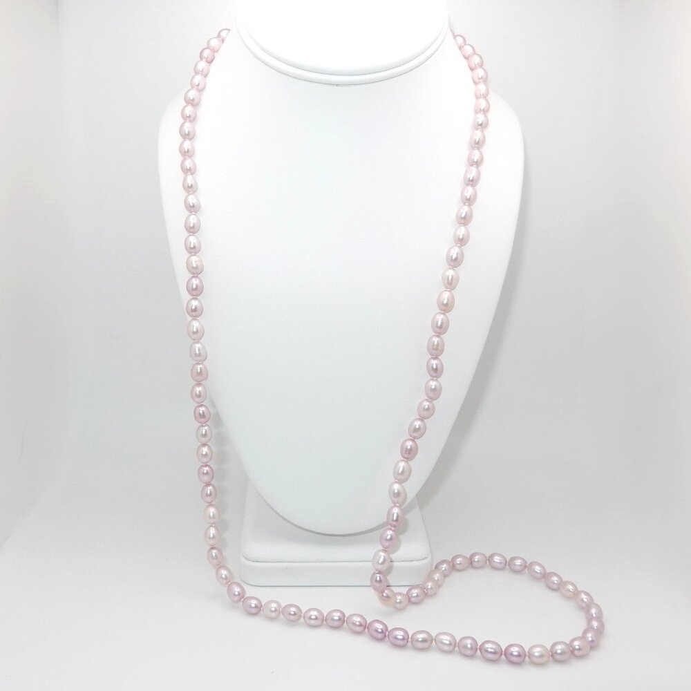 NWOT / Pink Freshwater Pearl Necklace / Sterling Silver Spring Ring Clasp / 36"